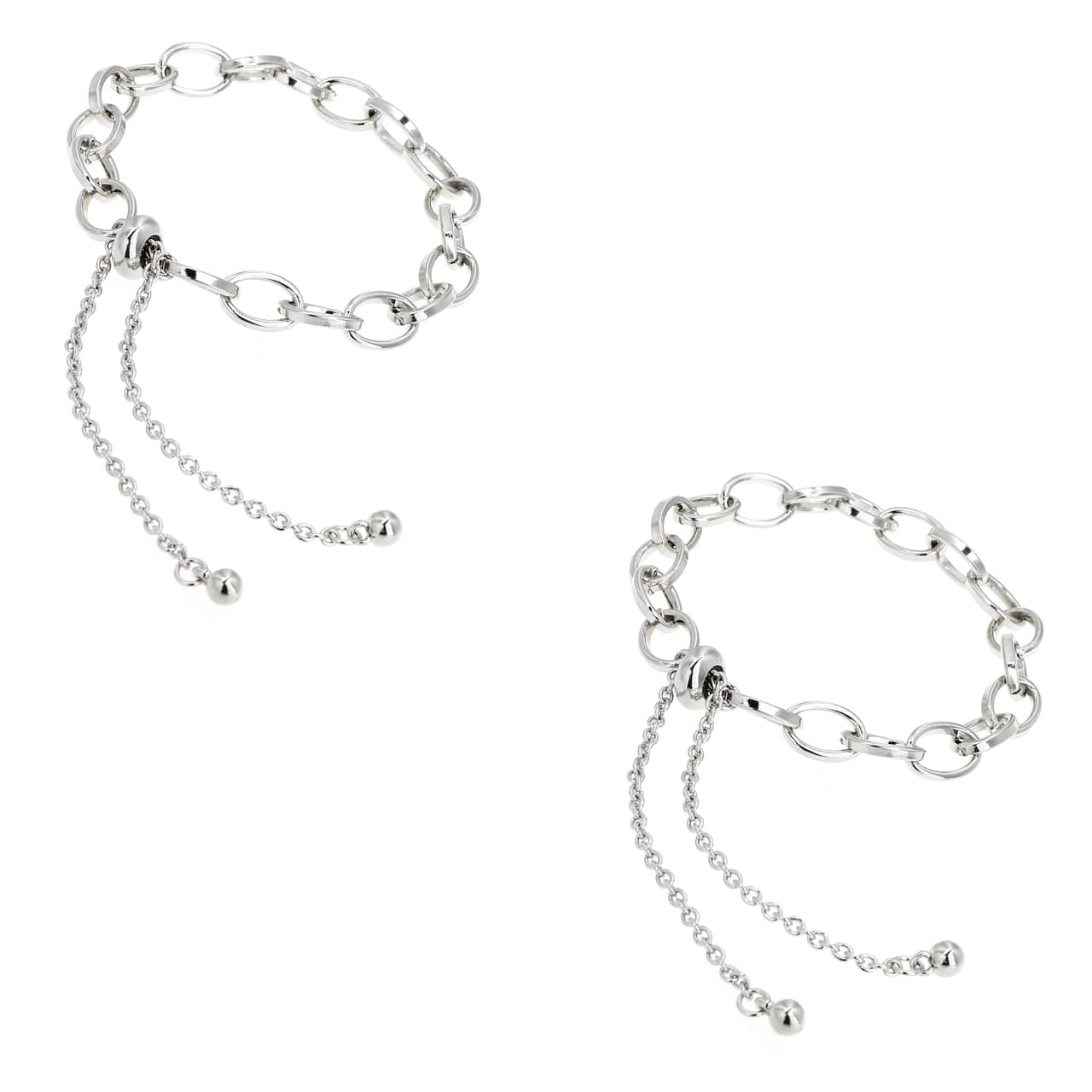 Bracelets câbles rhodium à fermoir coulissant pour breloques de Bead Landing, 2 unités